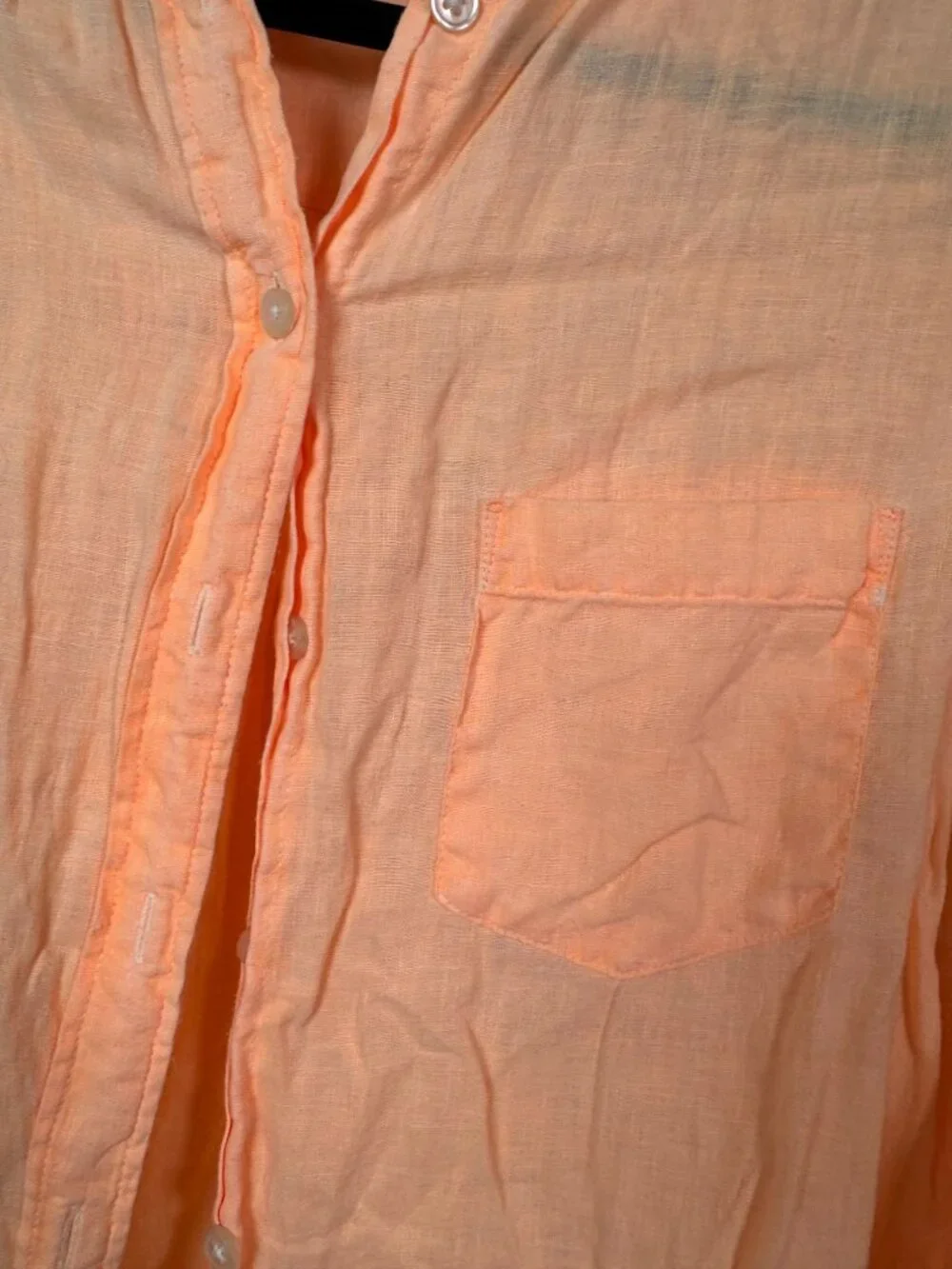 J. Crew Womens Peach Orange 100% Linen Button Up Shirt Size Small Long sleeve
